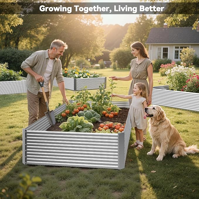2 Pack Tall 6x3FT Raised Beds for Gardening, Corrugated Galvanized Steel Raised - Image 2