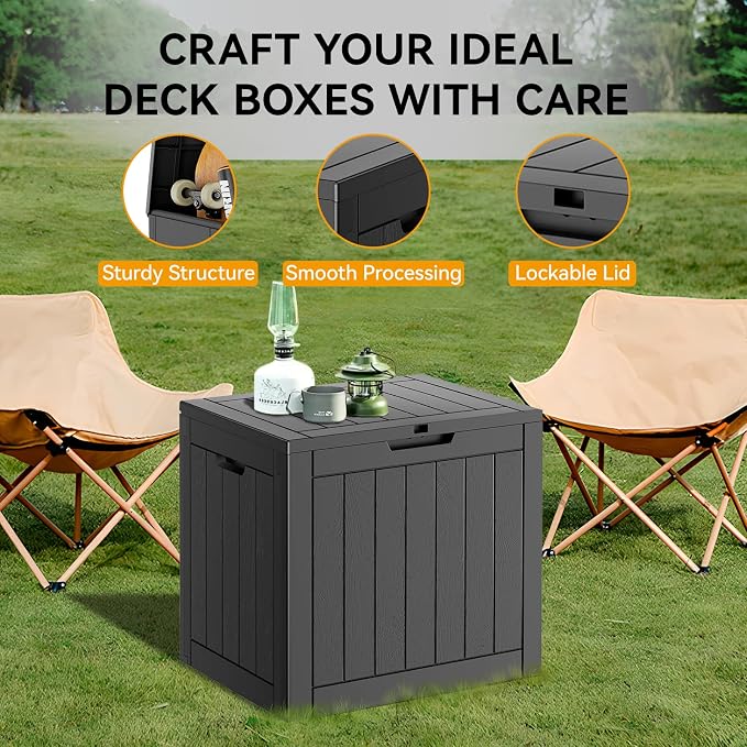 KAMABOKO 32 Gallon Outdoor Storage Box 2 Pack All-Weather Deck Box - Image 4