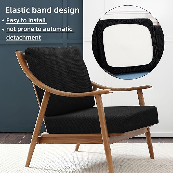 Sofa Covers for Outdoor Cushions, Stretch Polyester Spandex, Black