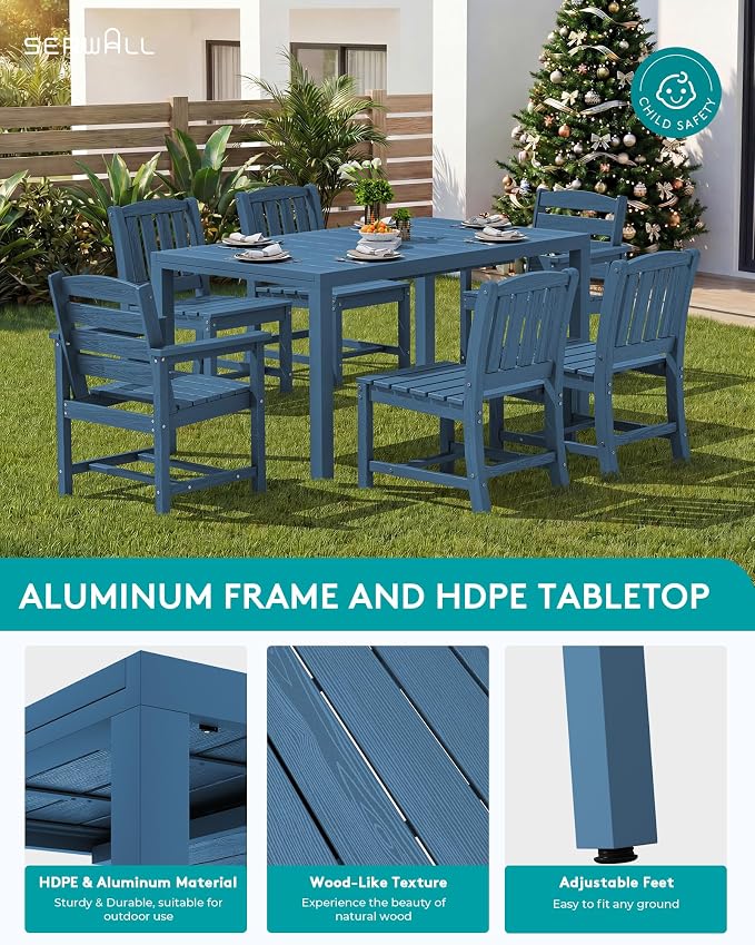 SERWALL 11-Piece Outdoor Dining Set, All Weather HDPE Outdoor Furniture Set - Image 5
