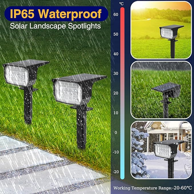 nipify 4 Pack Solar Spot Lights Outdoor Color Changing, 7 Modes Halloween RGB - Image 5