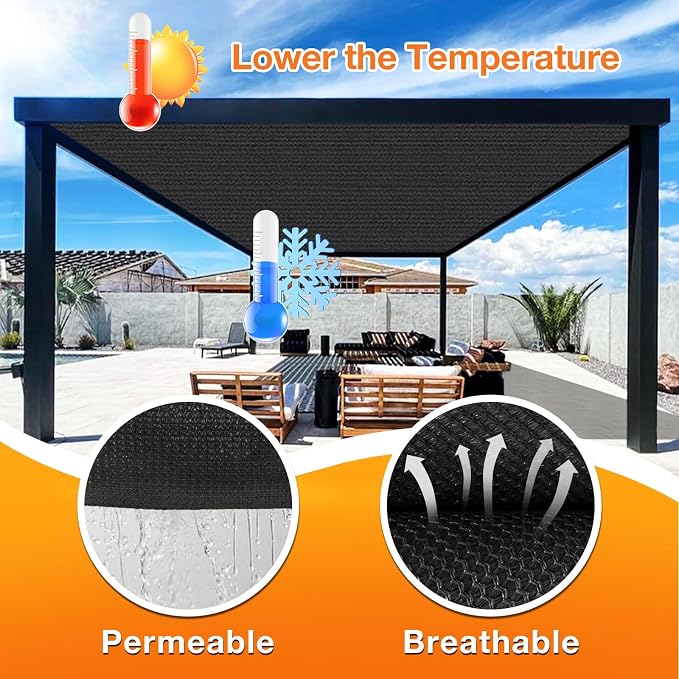 Artpuch Outdoor Pergola Shade Cover 11x11 FT Sun Shade Cloth - Image 4