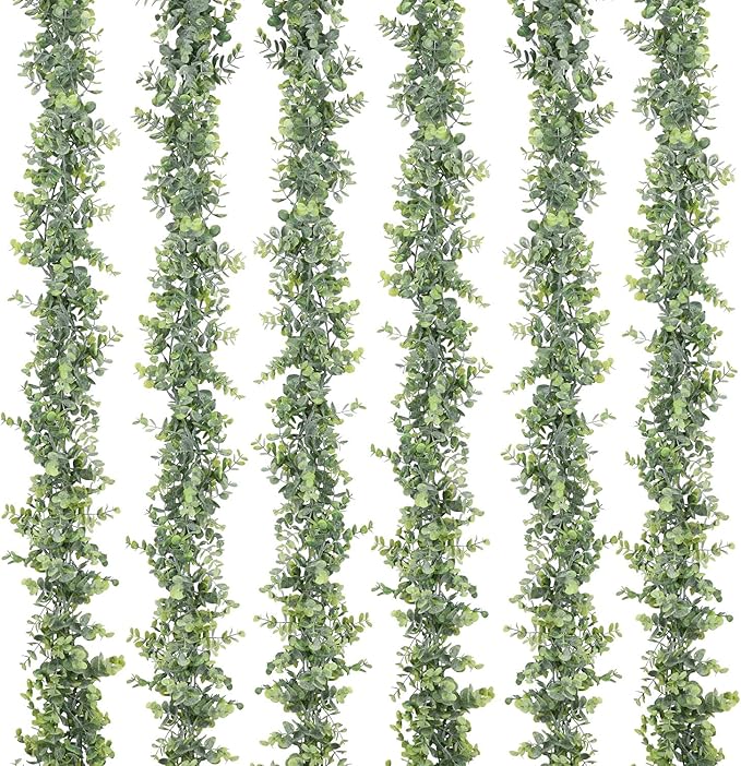 Grey Green Artificial Eucalyptus Garland, 6 Strands, 6 Feet Long