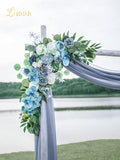 Artificial Flowers Wedding Arch Swag, Grey Blue Faux Silk Decor