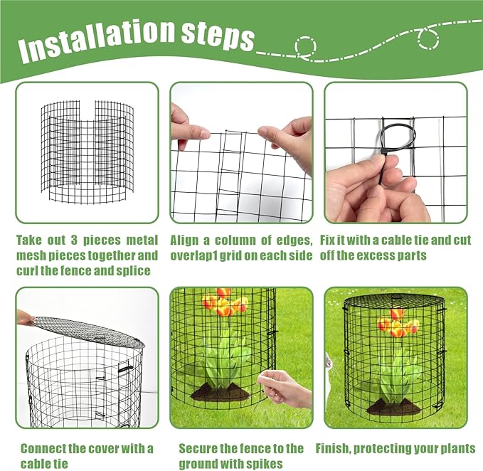 Plant Cages Supports 5 Sets Black Vinyl Coated Wire Garden Protectors