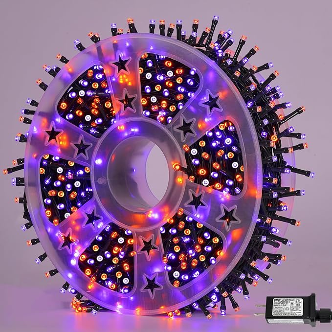 String Lights 165 ft 500 LED Orange and Purple Halloween Decor