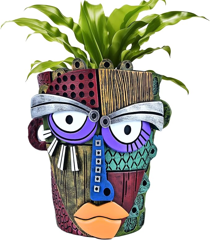 Abstract Face Planter Pots for Plants, Hand-Painted Colorful Flower Pots by Midogaigai