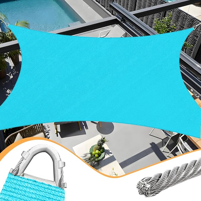 20' x 20' Turquoise Rectangle Sun Shade Sail Outdoor Canopy Awning UPF50+ by OOTONAT