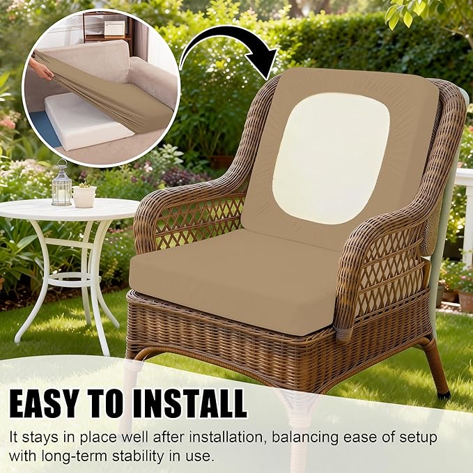 Cushion Covers, Khaki Stretch-Fit Slipcovers for 20-27 Inch Cushions