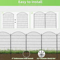 Decorative Fence, Black Metal Garden Edging, 5 Panels, 12 Ft Total