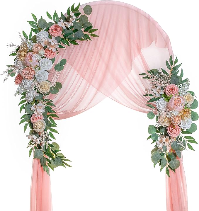 Artificial Flowers, 40 Inch Pink Peony and Rose Swag for Arch Decor