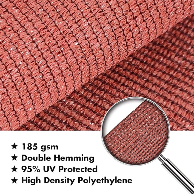 KANAGAWA 12'X22' Rust Red Custom Size Sun Shade Sail Rectangle UV Block Canopy - Image 4