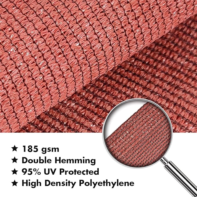 KANAGAWA 9'X12' Rust Red Custom Size Sun Shade Sail Rectangle UV Block Canopy - Image 4