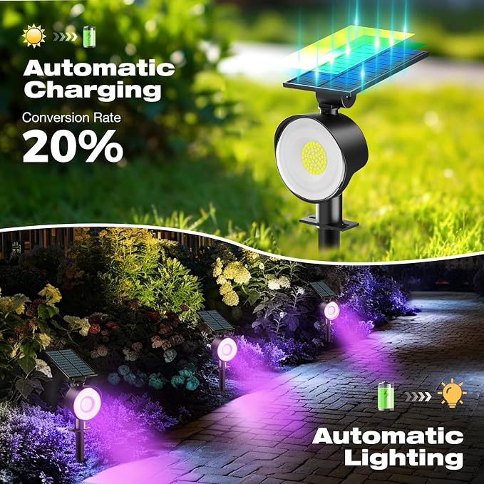 nipify 2 Pack Solar Spot Lights Outdoor Waterproof, Solar Spotlight Light - Image 4