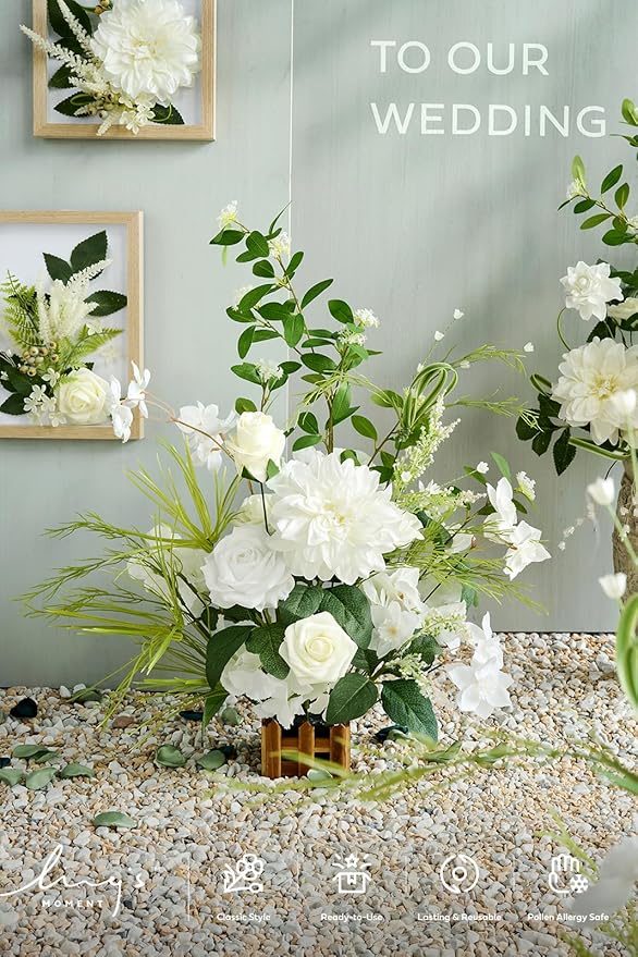 Silk Wedding Centerpieces Set of 4, 17.5 Inch Artificial Flower Arrangements