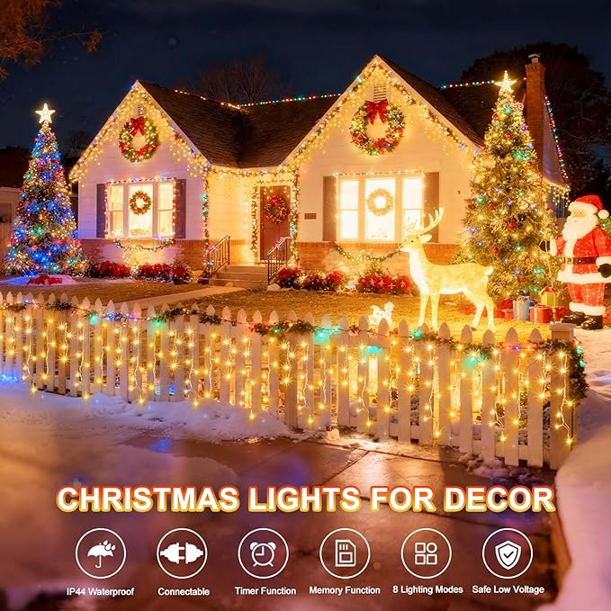 String Lights 400 LED 33ft Warm White Outdoor Christmas Decor