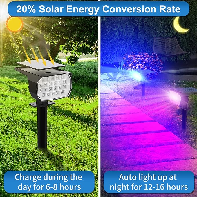 Solar Color Changing Spot Lights Outdoor Waterproof Colored RGB Solar Powered - Image 2