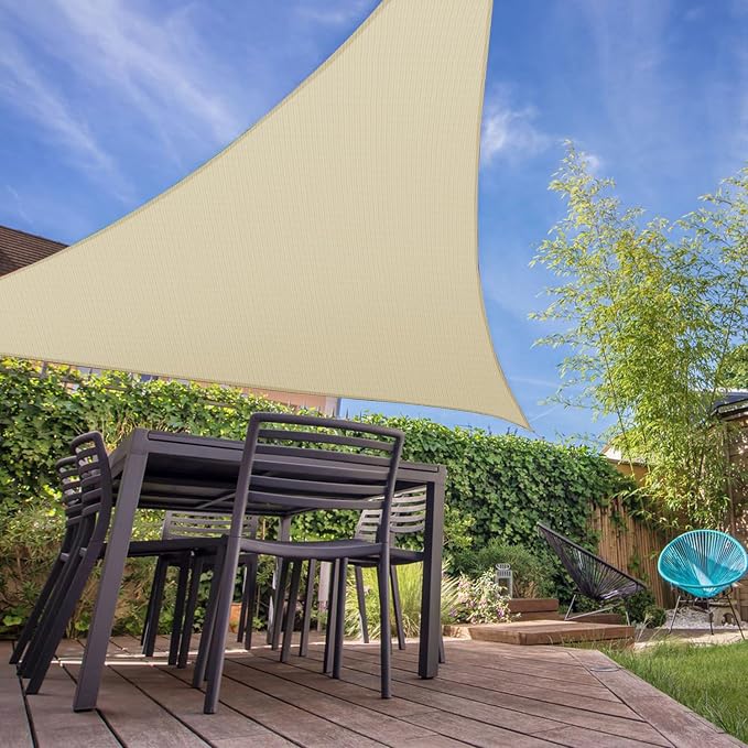 E&K Sunrise 15' x 15' x 15' Sun Shade Sail Triangle Canopy Shade Cover UV Block - Image 7