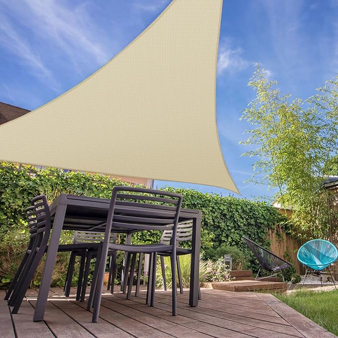 E&K Sunrise 10' x 10' x 10' Sun Shade Sail Triangle Canopy Shade Cover UV Block - Image 7