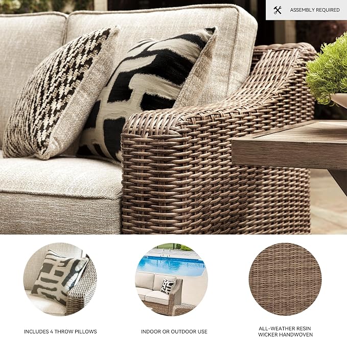 Signature Design by Ashley Beachcroft Outdoor Left & Right Arm Facing Wicker - Image 4