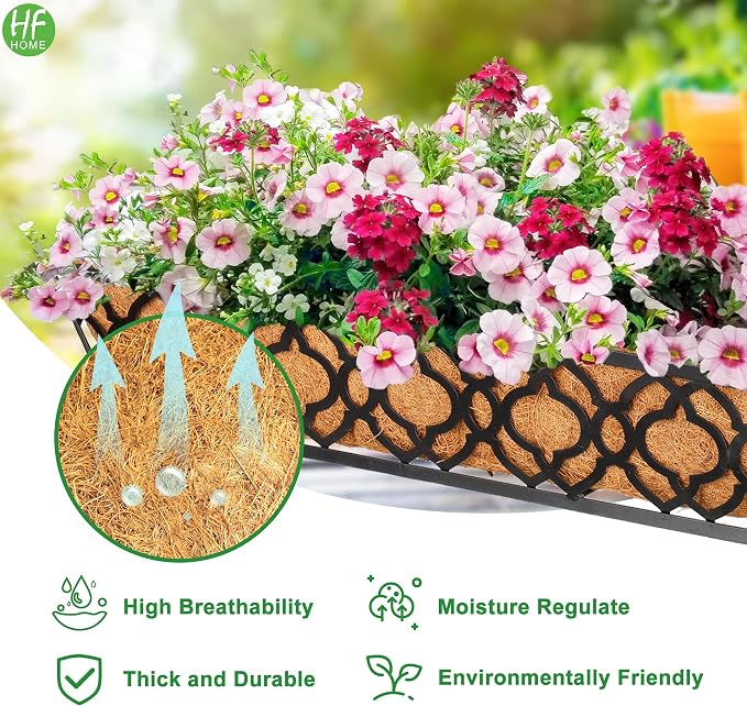 HFHOME 4Pcs 24" Trough Coco Fiber Replacement Liner, Natural 24 in Window Deck - Image 3