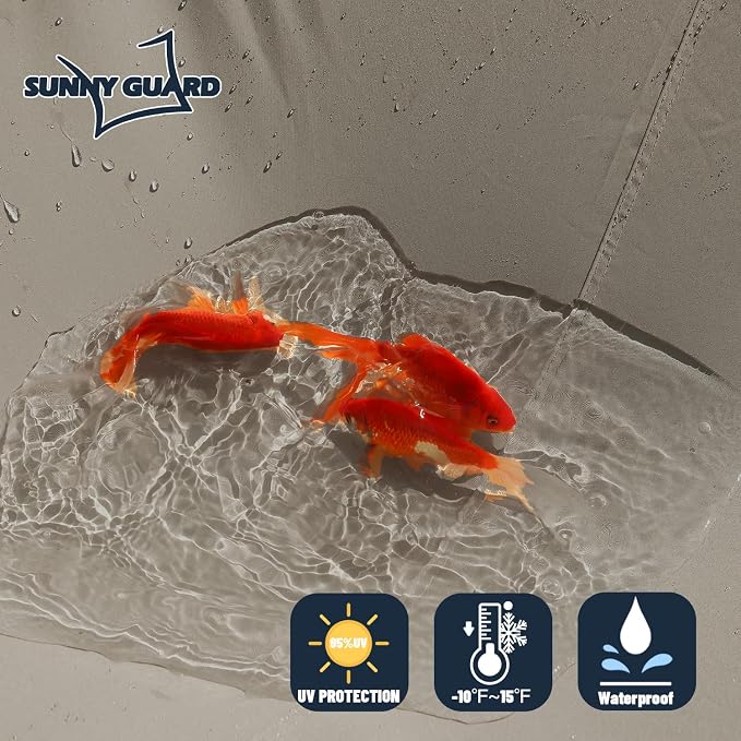 SUNNY GUARD Waterproof Sun Shade Sail 6.5' x 10' Taupe Triangle UV Block - Image 2