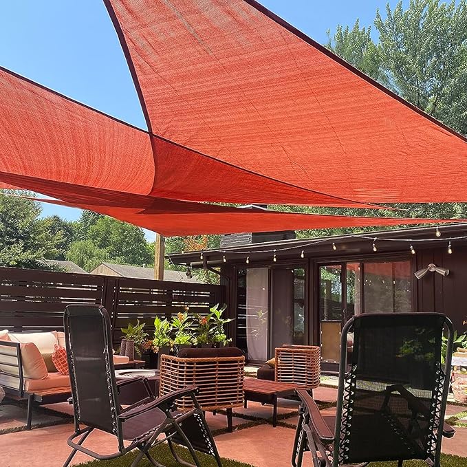 LOVE STORY Custom Size 12'x20'x23.3' Terra Red Sun Shade Sail Right Triangle by LOVESTORY