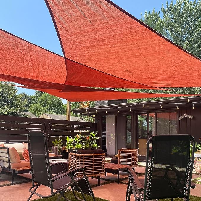 LOVE STORY Custom Size 10'x18'x20.6' Terra Red Sun Shade Sail Right Triangle by LOVESTORY