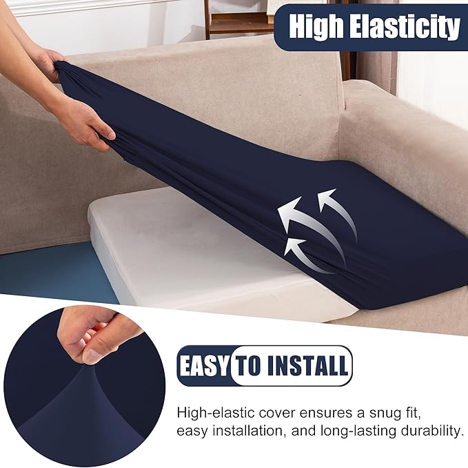 Sofa Covers for Patio Cushions, Navy Stretch Fit, Set of 4