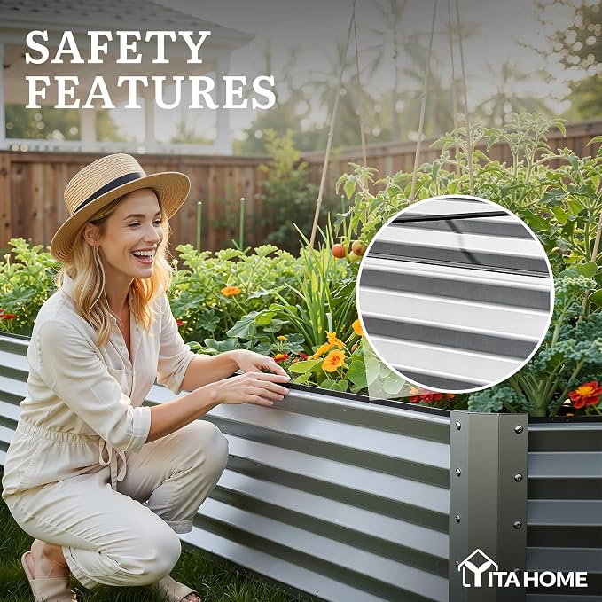 YITAHOME 8x4x1.5ft 2pcs Large Raised Garden Bed Kit, Galvanized Metal Planter - Image 7