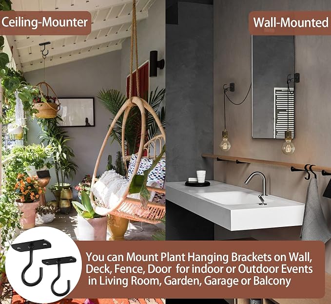 Ceiling Hooks for Hanging Plants 2Pack 2.5in, Wall Plant Hooks for Plants - Image 5