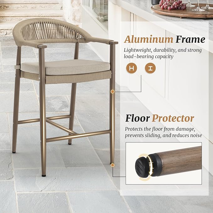 Bar Stools Set of 4, 24.8'' Aluminum Outdoor Bar Stool - Image 5