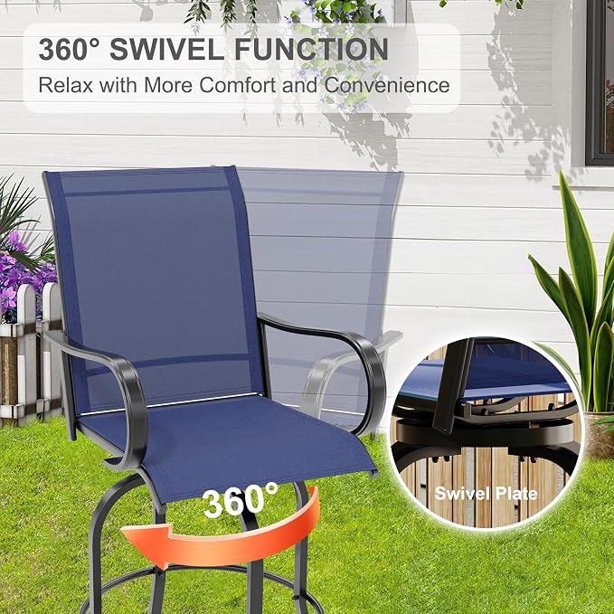 5 Piece Outdoor High Top Bar Set, 5 Pieces Outdoor Swivel Bar Set - Image 3