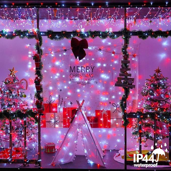 String Lights 500 LEDs, 165ft Red and White, Outdoor Waterproof