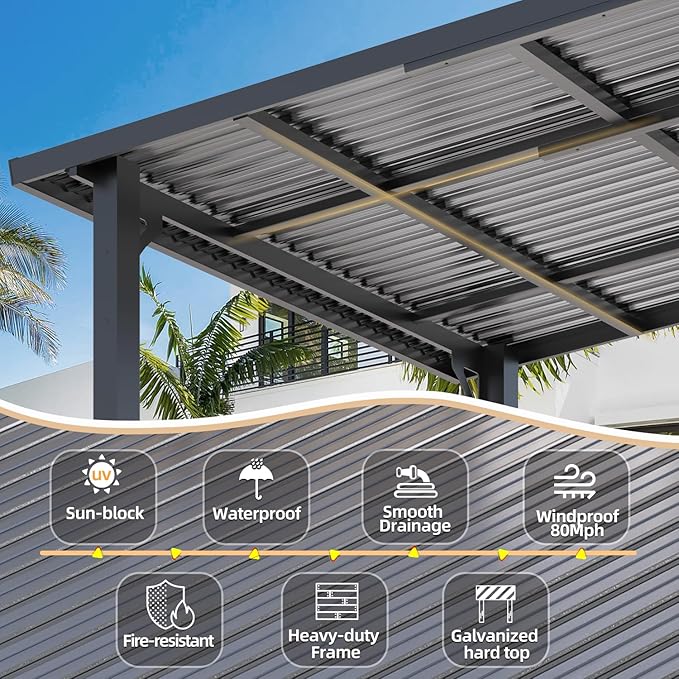 AECOJOY 16' x 10' Outdoor Hardtop Gazebo Pergola - Image 2