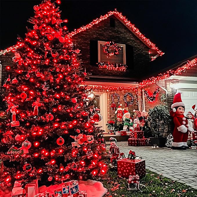 Red String Lights, 600 LEDs, 168 Ft, Indoor Outdoor Halloween Decor
