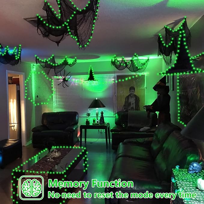 String Lights, 500 LEDs on 165ft, IP44 Waterproof, Green