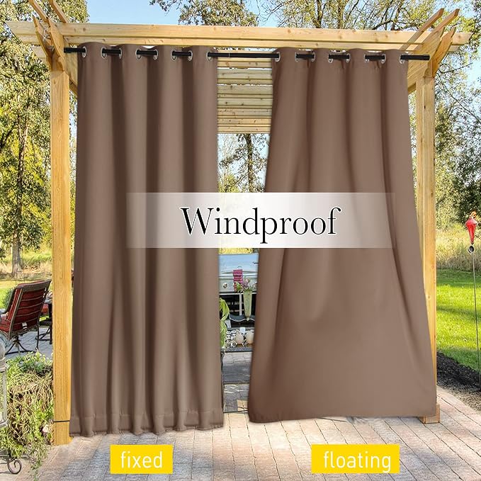 NICETOWN 2 Panels Waterproof Outdoor Curtains Fixed Grommet & Back Tab on Top & - Image 7