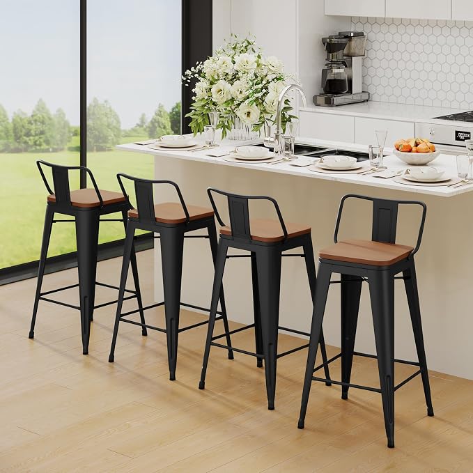 Yongchuang 30 inch Bar Stools Set of 2 Bar Height Metal Barstools - Image 7