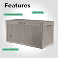 Deck Box 100 Gallon Grey Resin, Waterproof and Lockable Outdoor Storage