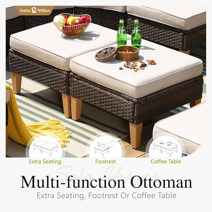 Sophia & William Half Moon Patio Furniture Set 8 Piece Outdoor Sectional Sofa - Image 6