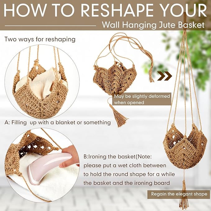 Shappy 3 Pack Jute Crochet Long Plant Hanger - Image 5