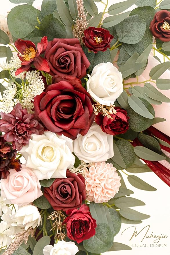 Artificial Flower Arch Swag Kit, 4 Pieces, Burgundy and Blush