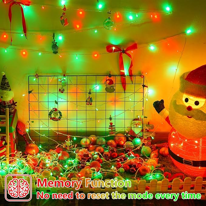 String Lights, 500 LED Red and Green Outdoor Christmas Lights 165ft