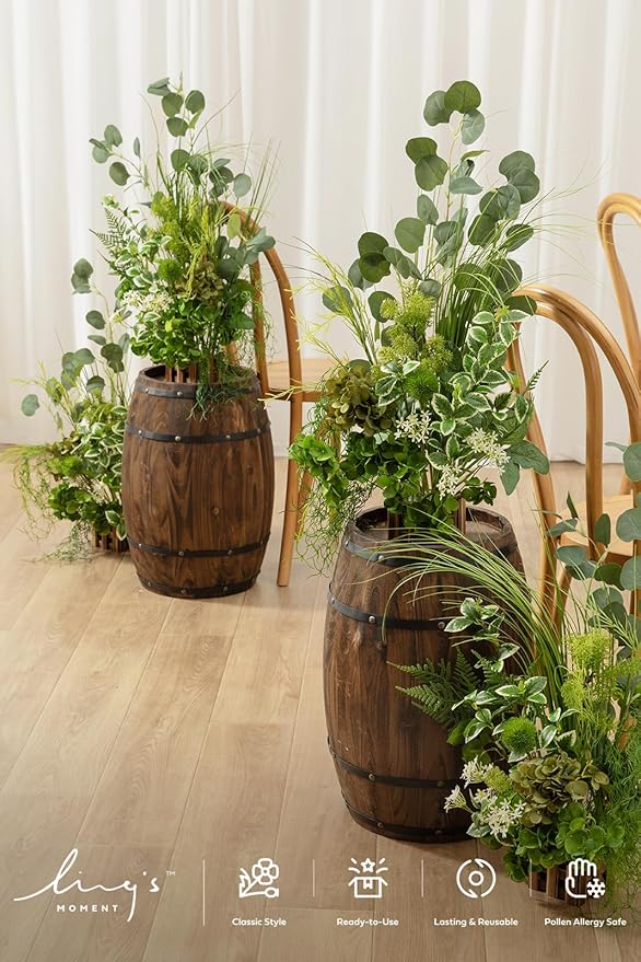 Artificial Flower Arrangements 4 Pack, 17.5 Inch Tall Wedding Table Decor