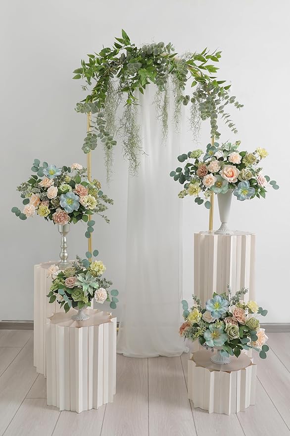 Artificial Flowers Mixed Silk Bundle, Dahlia Rose Lily and Tulip Blooms