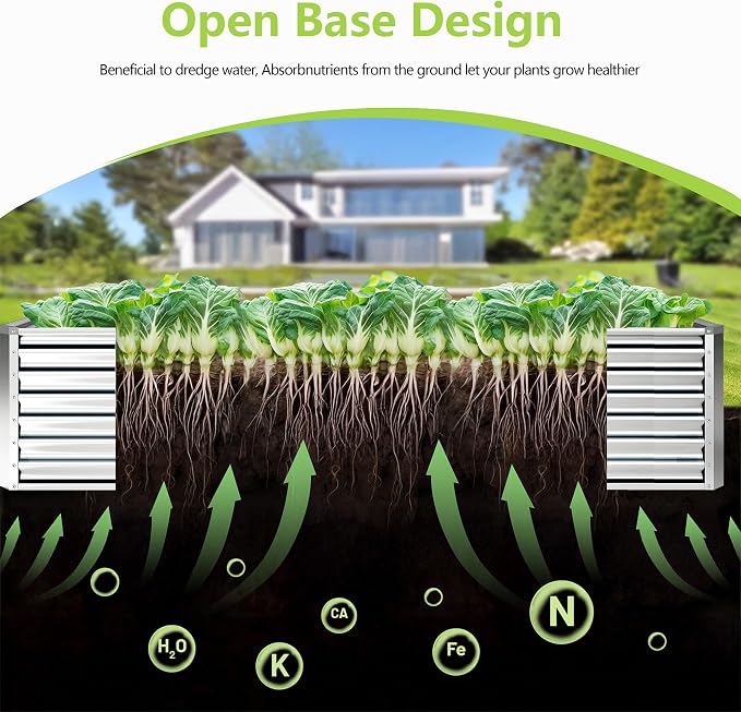 6x3x2FT Galvanized Raised Garden Bed, Galvanized Planter Boxes Outdoor - Image 2
