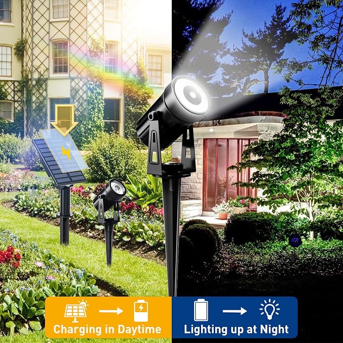 T-SUNUS Solar Spot Lights Outdoor White Christmas 4 Pack IP65 Waterproof - Image 2