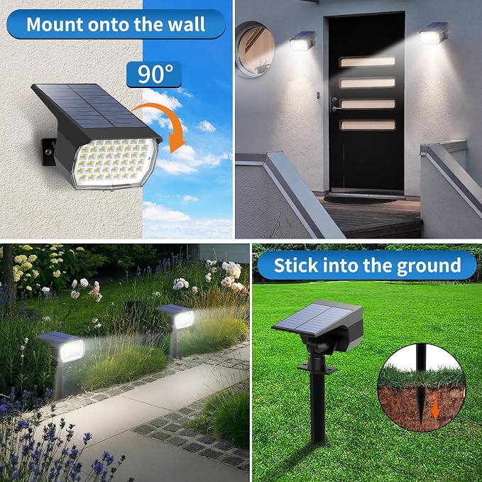 Solar Spot Lights Outdoor 6 Pack, Solar Landscape Spotlights Waterproof - Image 5