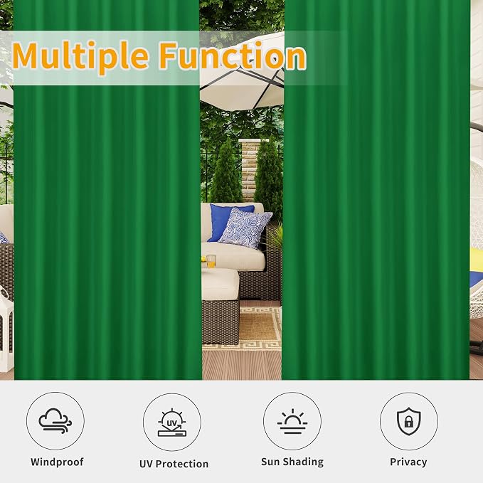 Easy-Going Outdoor Patio Curtains Detachable Tab Top Windproof Weatherproof - Image 5